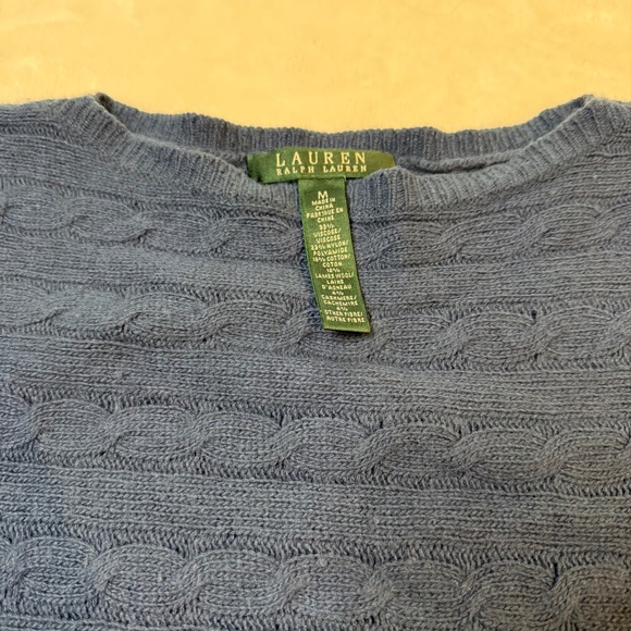 Lauren Ralph Lauren Navy Blue Cable Knit Crew Neck Sweater Women's Size Medium - Picture 2 of 8